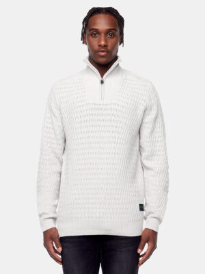 Chandail Projek Raw 141847 en tricot col mock avec zip couleur écru