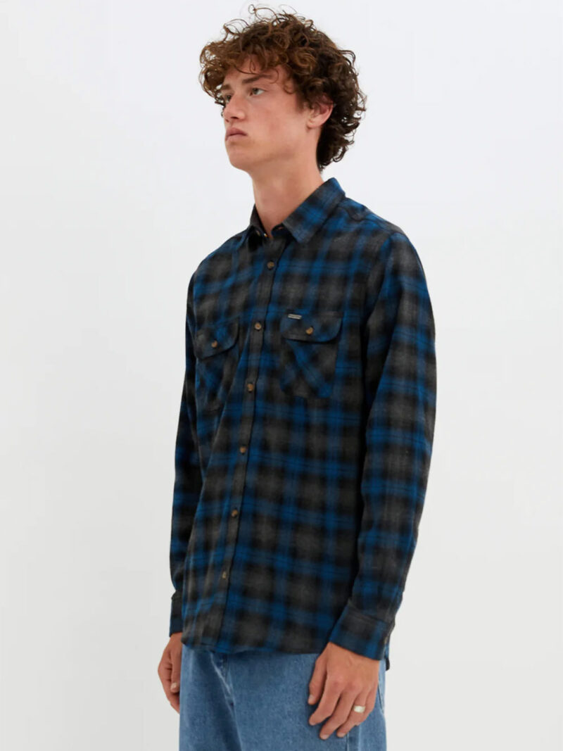 Point Zero shirt 7954574 long sleeves in checked printed cotton flannel blue (nile)