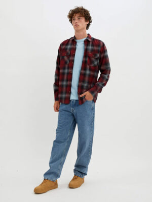 Point Zero shirt 7954575 long sleeves in checked printed cotton flannel red