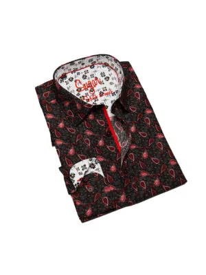 Sugar FONTANA long-sleeved dress microfiber shirt with paisley pattern print cinder