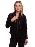 Jacket CoCo Y Club 222-4017 bi matière en tricot et cuir végane noir extensible