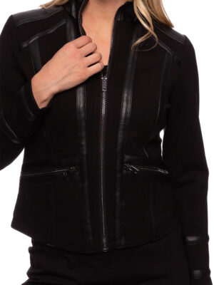Jacket CoCo Y Club 222-4017 bi matière en tricot et cuir végane noir extensible
