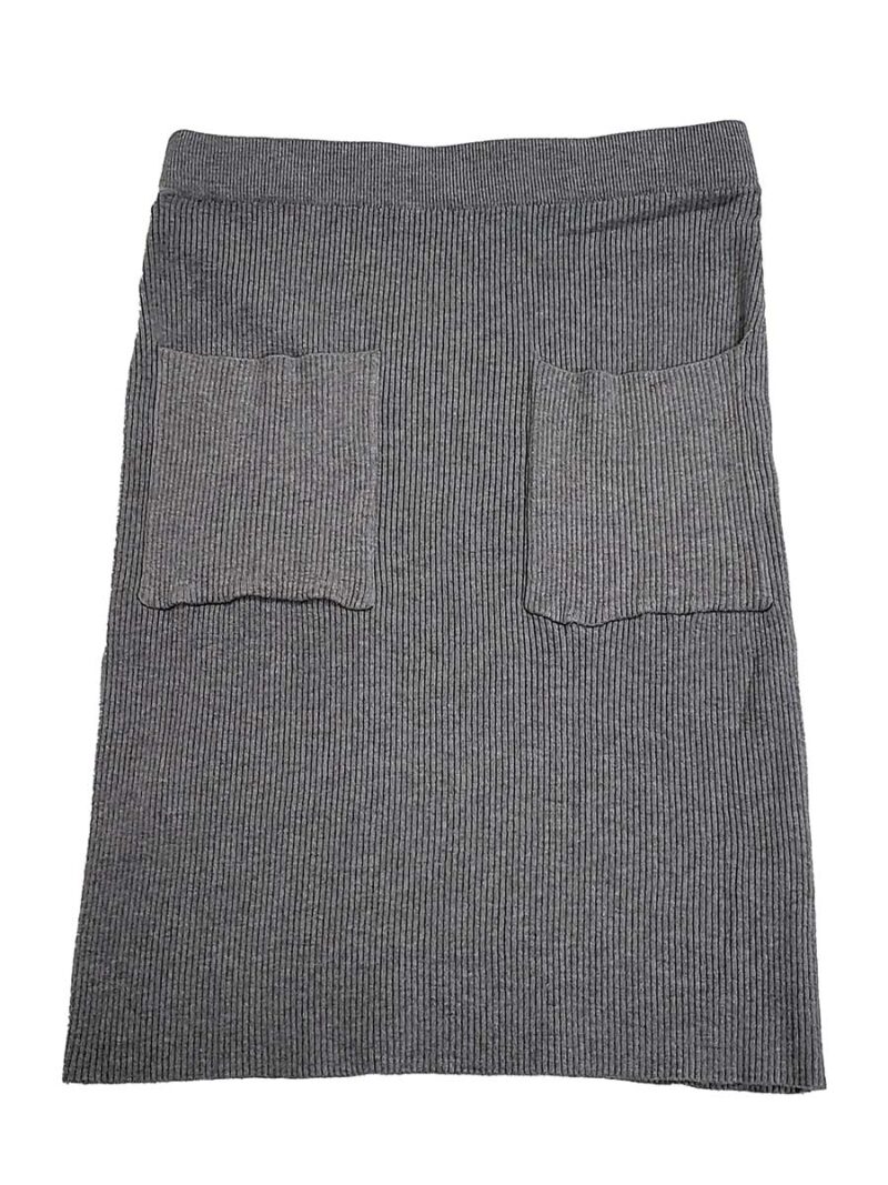 Paris Italy Import 00671 textured knit rib skirt grey color