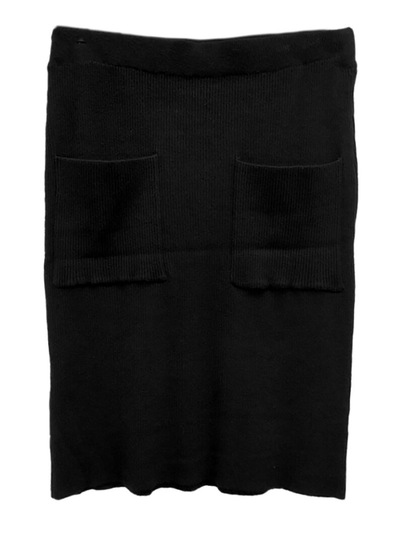 Paris Italy Import 00671 textured knit rib skirt blackcolor