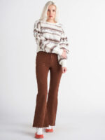 Pantalon Dex 2025256D en velours cordés jambe ample extensible couleur brun