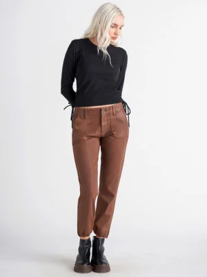 Pantalon Dex 2022719D en velours cordés jambe ample extensible couleur brun