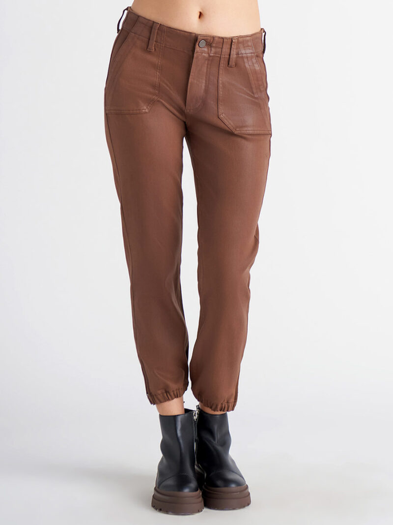 Dex 2025256D stretch waxed finish jogger pants brown