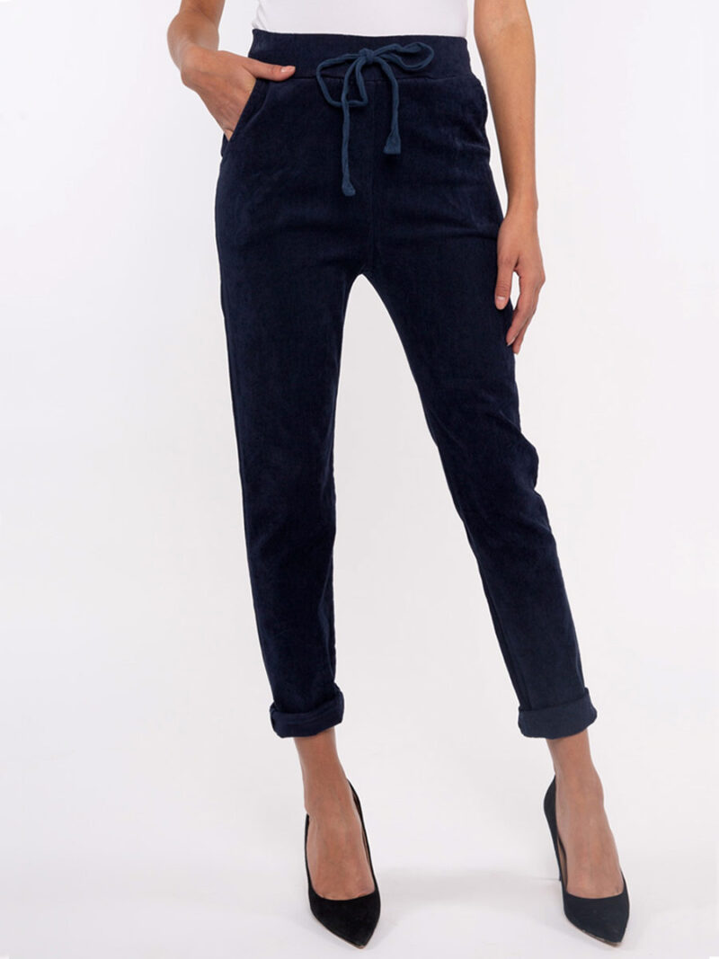 M Italy 11-2245VR stretch pants in mini corduroy navy color