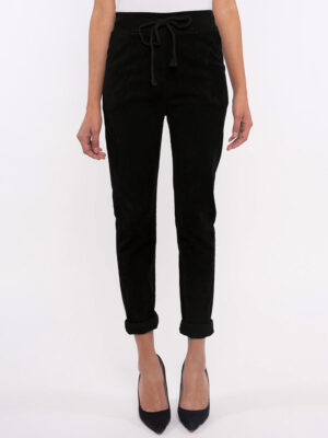M Italy 11-2245VR stretch pants in mini corduroy black color