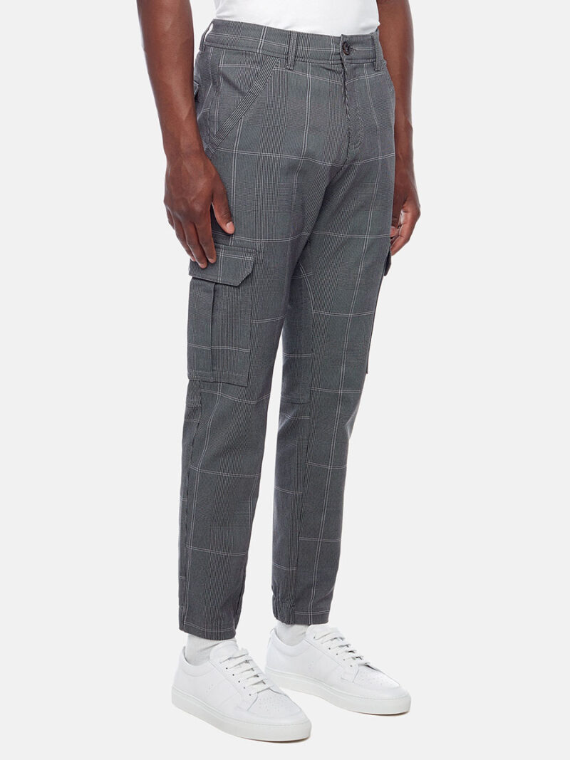 Projek Raw pants 141141 stretchy and comfortable in grey plaid print cargo pants