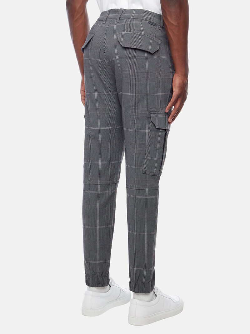 Projek Raw pants 141141 stretchy and comfortable in grey plaid print cargo pants