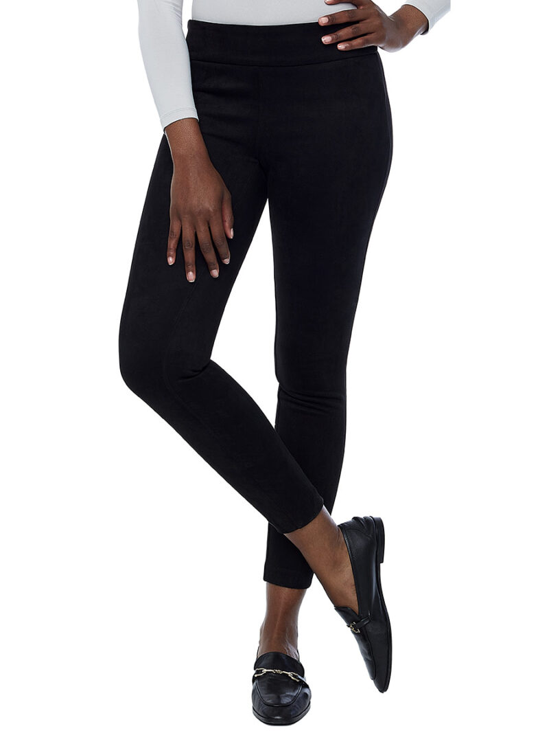 Pantalon UP 67580 en suède végane extensible taille enfilable couleur noir