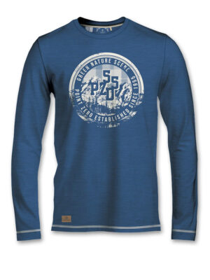 T-shirt Point zéro 7951126 manches longues avec mini-rayures et imprimé marine bleu