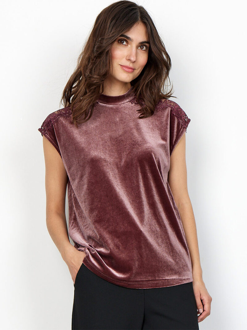 Top Soya Concept W25971 in velvet with lace wine color