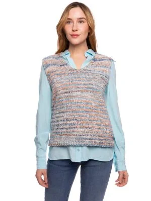 CoCo Y Club 222-4206 knit vest blue