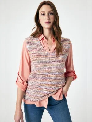 CoCo Y Club 222-4206 knit vest pink