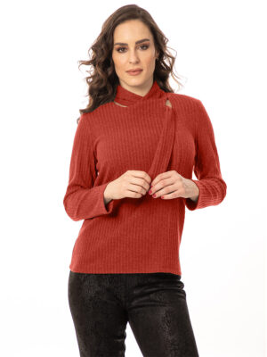 Bali sweater 7901 in rib texture knit rust color