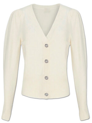 Motion MOJ3206 knit sweater with sparkling stone buttons off white