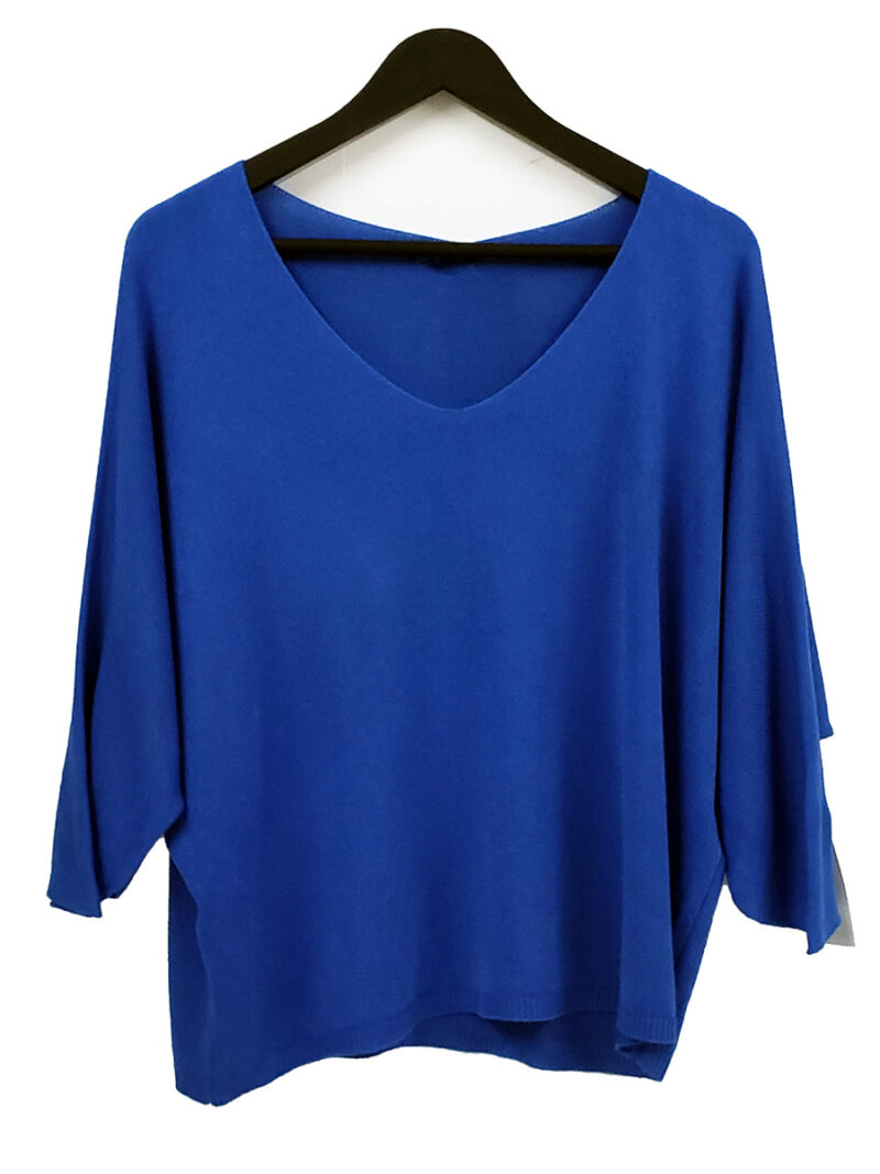 Paris Italy Import 1311 V-neck knit sweater royal blue