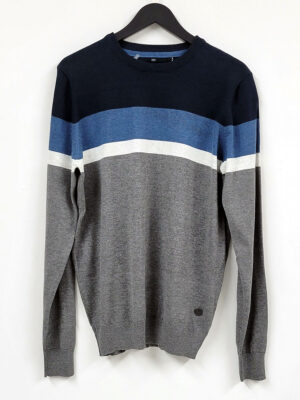 Chandail Point Zero 7953463 en tricot de coton mince avec bandes de couleurs gris mix
