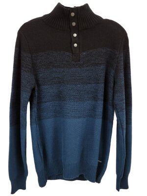Chandail Projek Raw 141817 en tricot col mock zip bleu