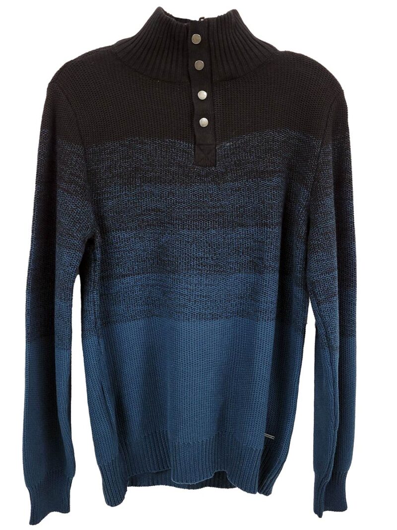 Projek Raw 141817 knit sweater mock zip collar blue