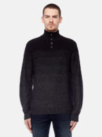 Projek Raw 141817 knit sweater mock zip collar charcoal