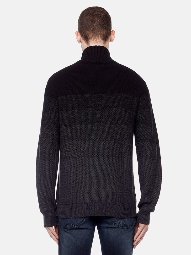 Projek Raw 141817 knit sweater mock zip collar charcoal