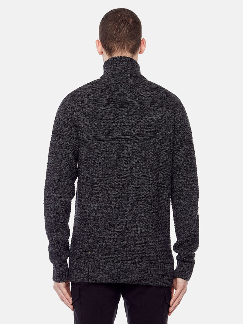 Chandail Projek Raw 141822 en tricot col mock zip couleur charbon