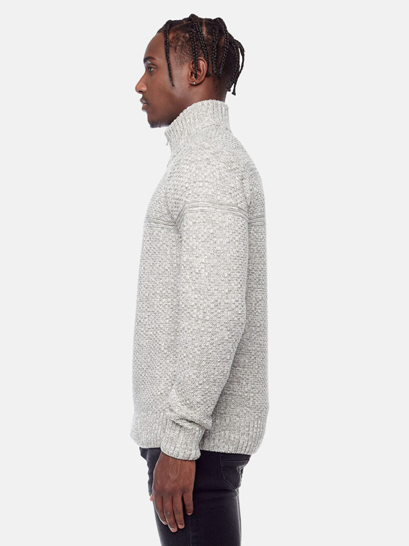 Projek Raw 141822 knit sweater mock zip collar ecru color