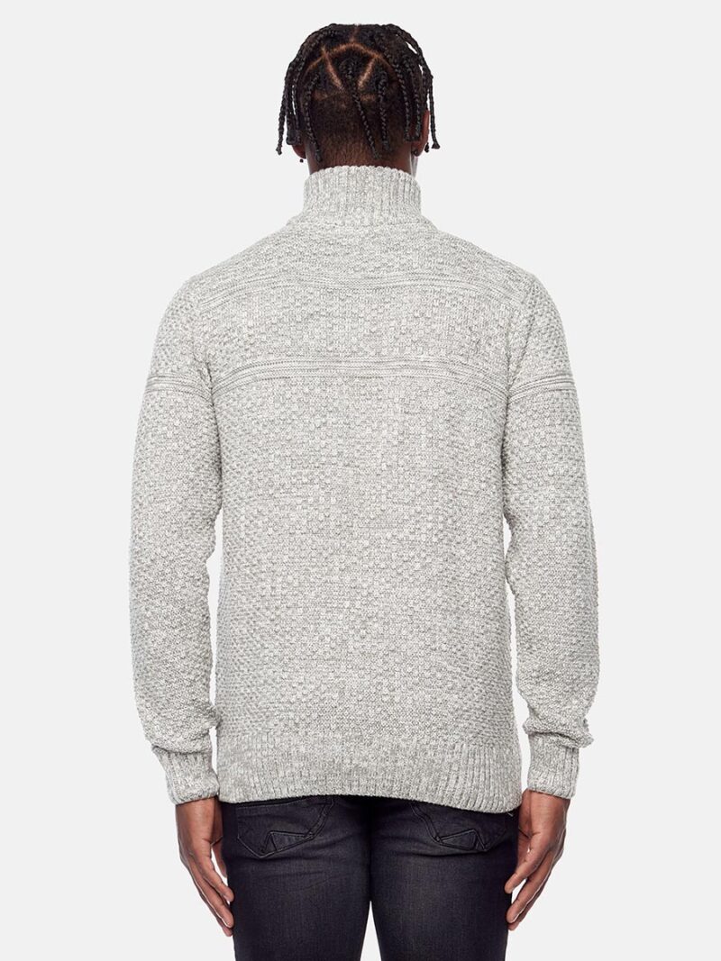 Projek Raw 141822 knit sweater mock zip collar ecru color