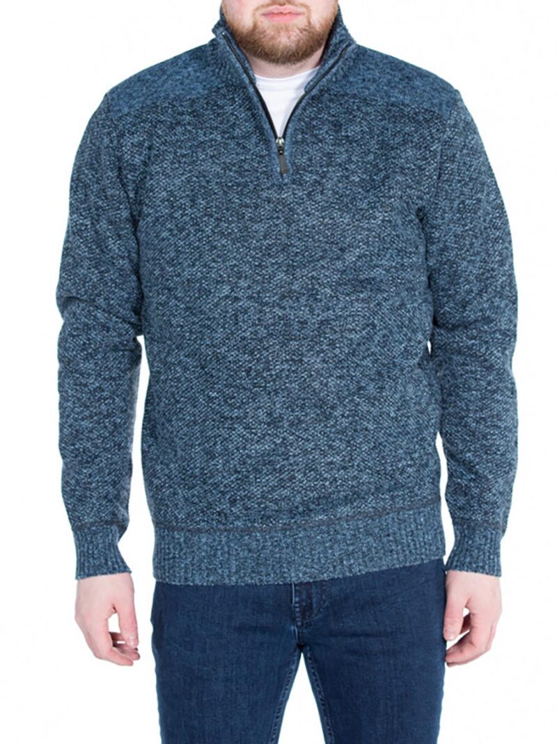 Sugar CHAMONIX knit sweater lined with polar fleece with a mock zip collar indigo
