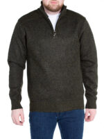 Sugar CHAMONIX knit sweater lined with polar fleece with a mock zip collar olive