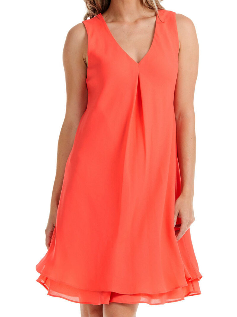 Mode Gitane dress RF2-C in sleeveless chiffon coral color