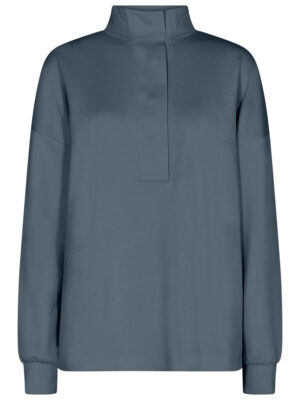 Sweatshirt Soya Concept F25921 col montant fermeture snap couleur bleu acier (teal)