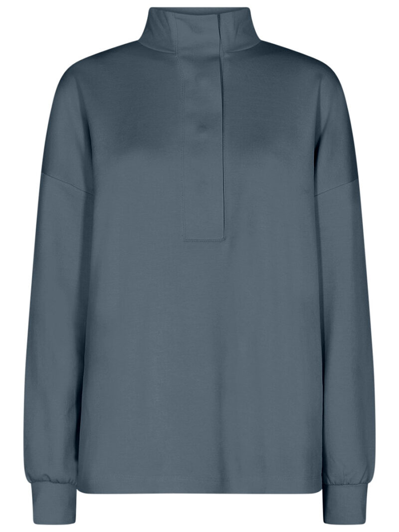 Soya Concept Sweatshirt F25921 high neck snap closure teal color