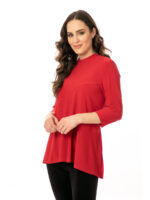 Top Bali 7921 3/4 sleeves trapeze cut red color