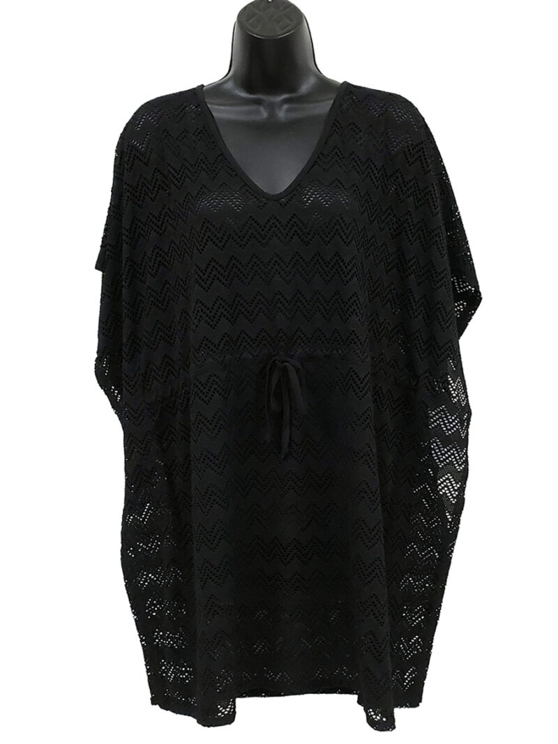 Cover Me Caftan S28301 in crochet short sleeves black