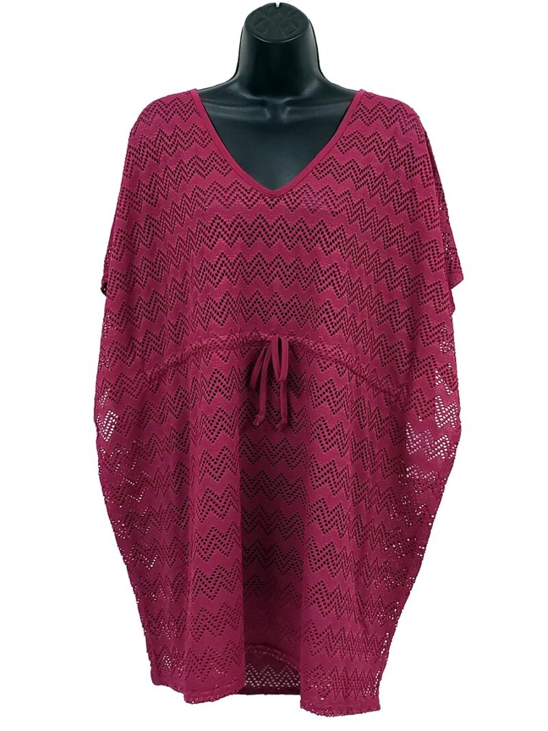 Cover Me Caftan S28301 in crochet short sleeves pink