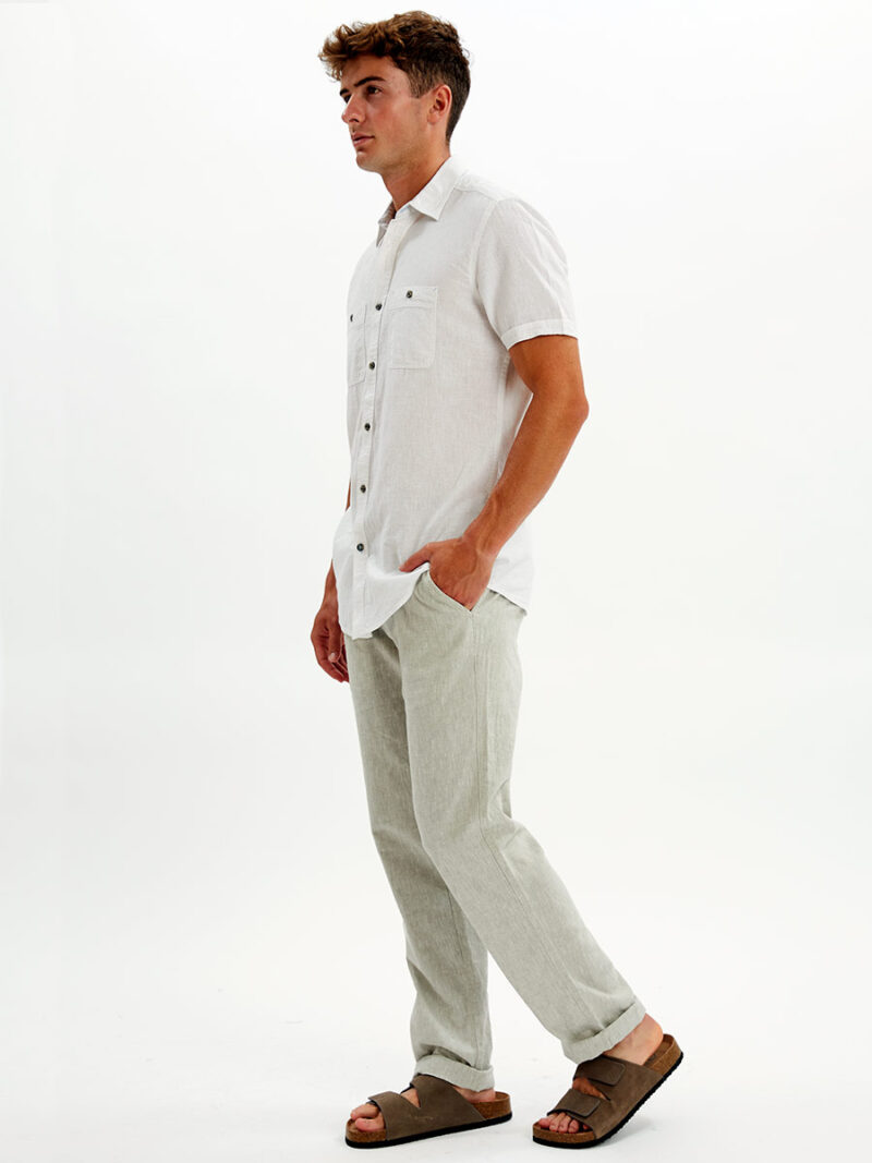 Point Zero shirt 7064300 short sleeve linen with 2 pockets white color