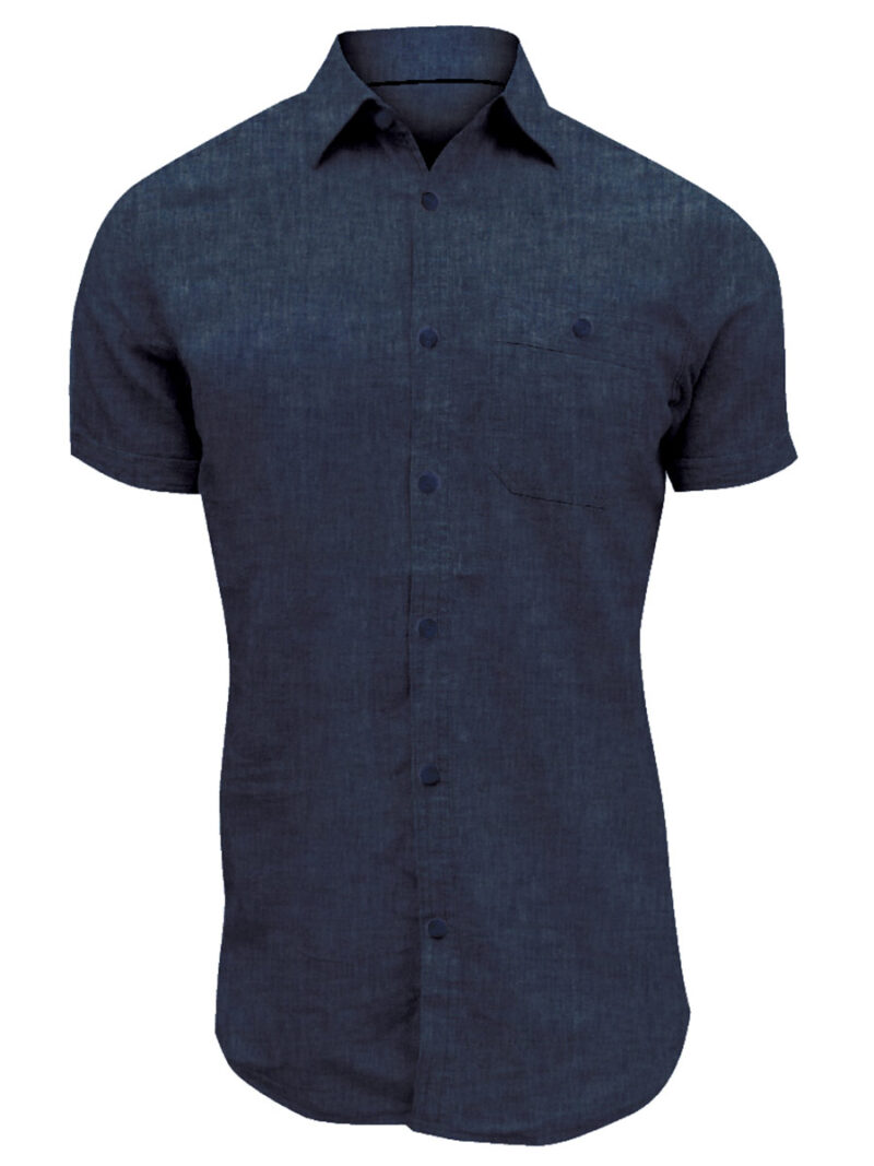 Point Zero shirt 7064300 short sleeve linen with 2 pockets blue(stardust) color