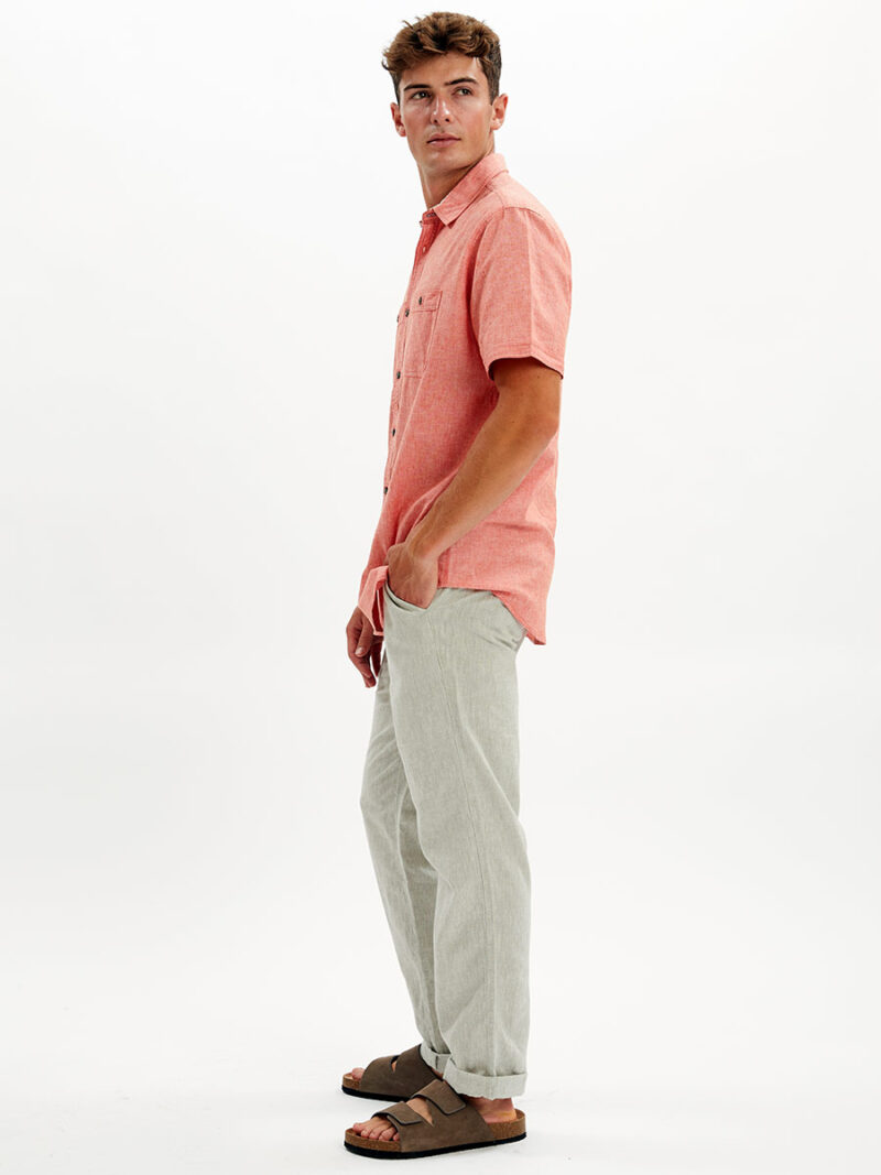 Point Zero shirt 7064300 short sleeve linen with 2 pockets coral color