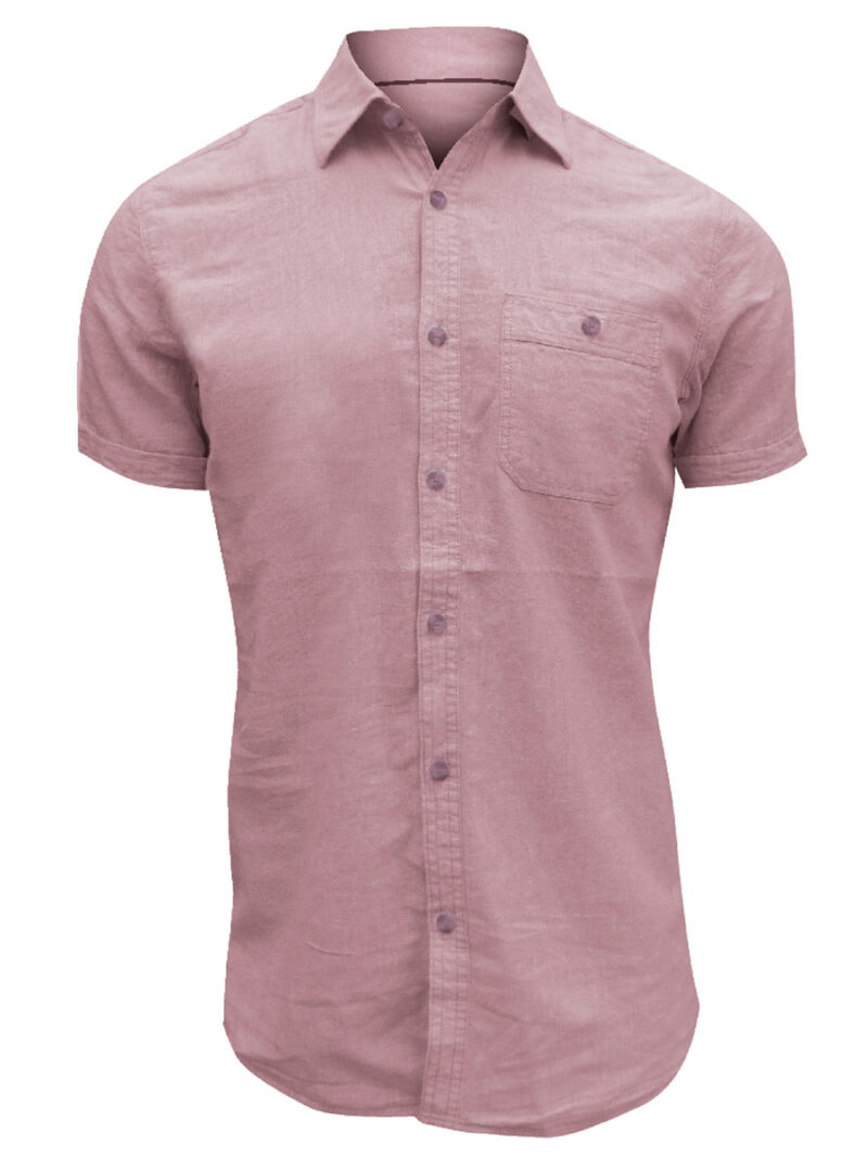 Point Zero shirt 7064300 short sleeve linen with 2 pockets pink color