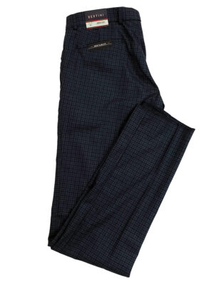 Pantalon Bertini M1923E187 mini carreaux en tissus extensible et confortable couleur bleu mix