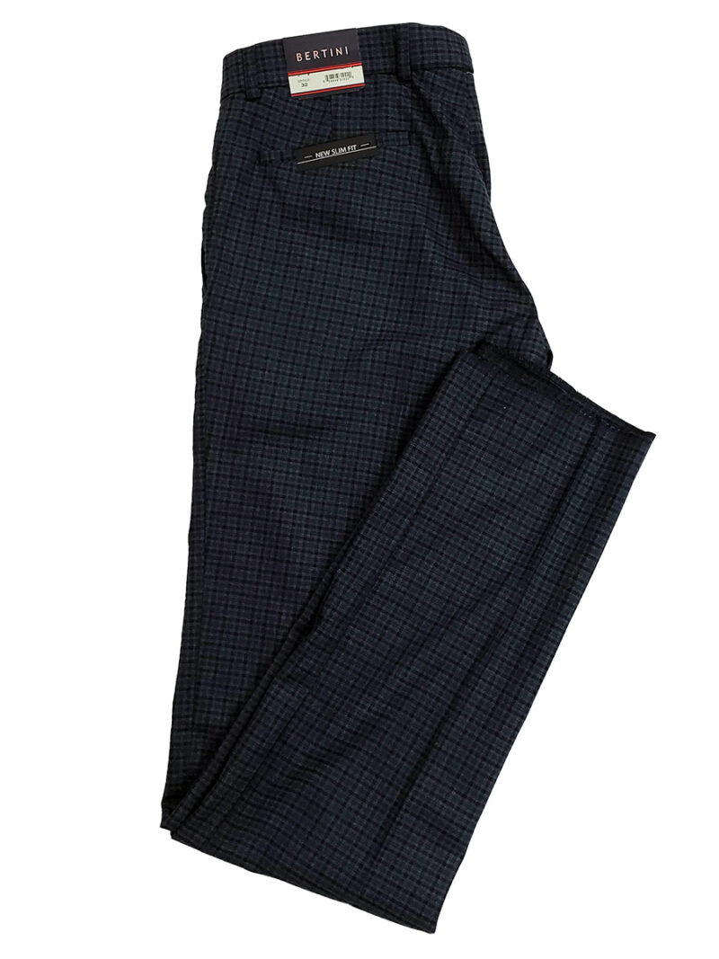 Bertini M1923E187 mini check trousers in stretchy and comfortable fabrics