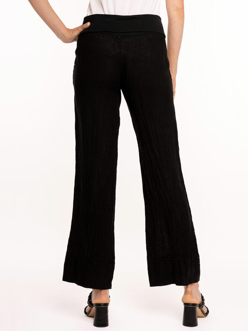 Pantalon M Italy 11-9320NOS en lin jambe large noir