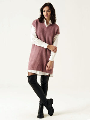 Robe Garcia V20285 en tricot doux manches courtes couleur rose