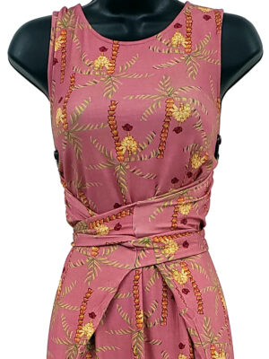 Robe longue Lez a Lez 5954L imprimé avec ceinture rose combo