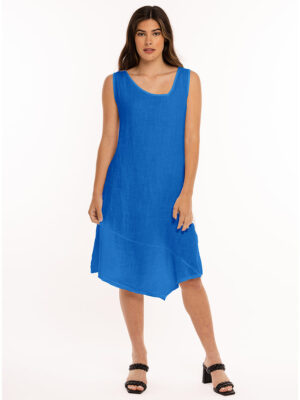 M Italy linen sun dress 19-3587S blue color