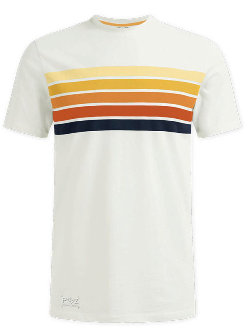 T-Shirt Point Zero 7061113 manches courtes imprimé bandes de couleurs orange